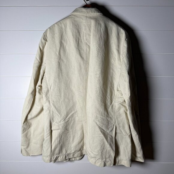 Banana Republic Blazer Sport Coat Mens 44R Beige Cotton Linen - Picture 4 of 10
